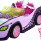 Monster High Toy Car, Ghoul Mobile with Pet & Cooler Accessories, Purple Doll-Sized Convertible with Spiderweb Details