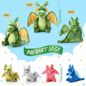 Arrowbash 7 Pcs Dragon Plush Toys Gift Set 15.75'' Large Dragon Mom Stuffed Animal With 4 Cute Baby Dragons And 2 Eggs In Mommy'