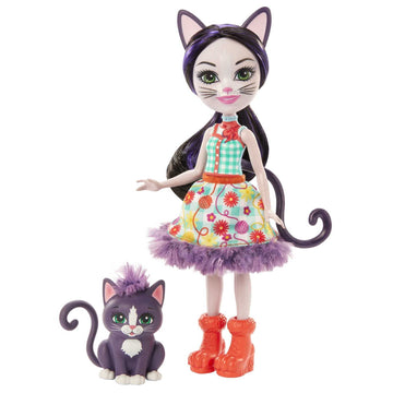 Enchantimals Ciesta Cat Doll With Climber Figure, 6-Inch Small Doll With Removable Shirt & Accessories