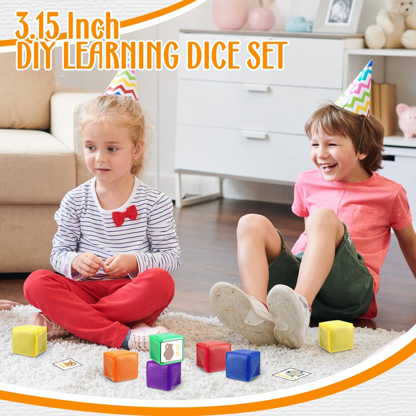 Yilloog 6 Pcs 3.15 Inch DIY Photo Pocket Dice for Classroom Large Clear Foam Dice Education Playing Game Cubes Set 6 Sided Stack