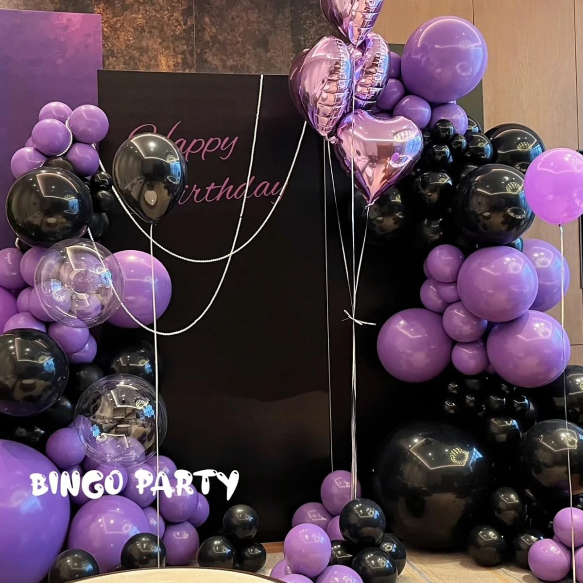 MEBAY Balloon Arch Kit - 146 Pcs Matte Black, Light Purple & Silver - Graduation, Birthday, Baby Shower & Wedding Decorations
