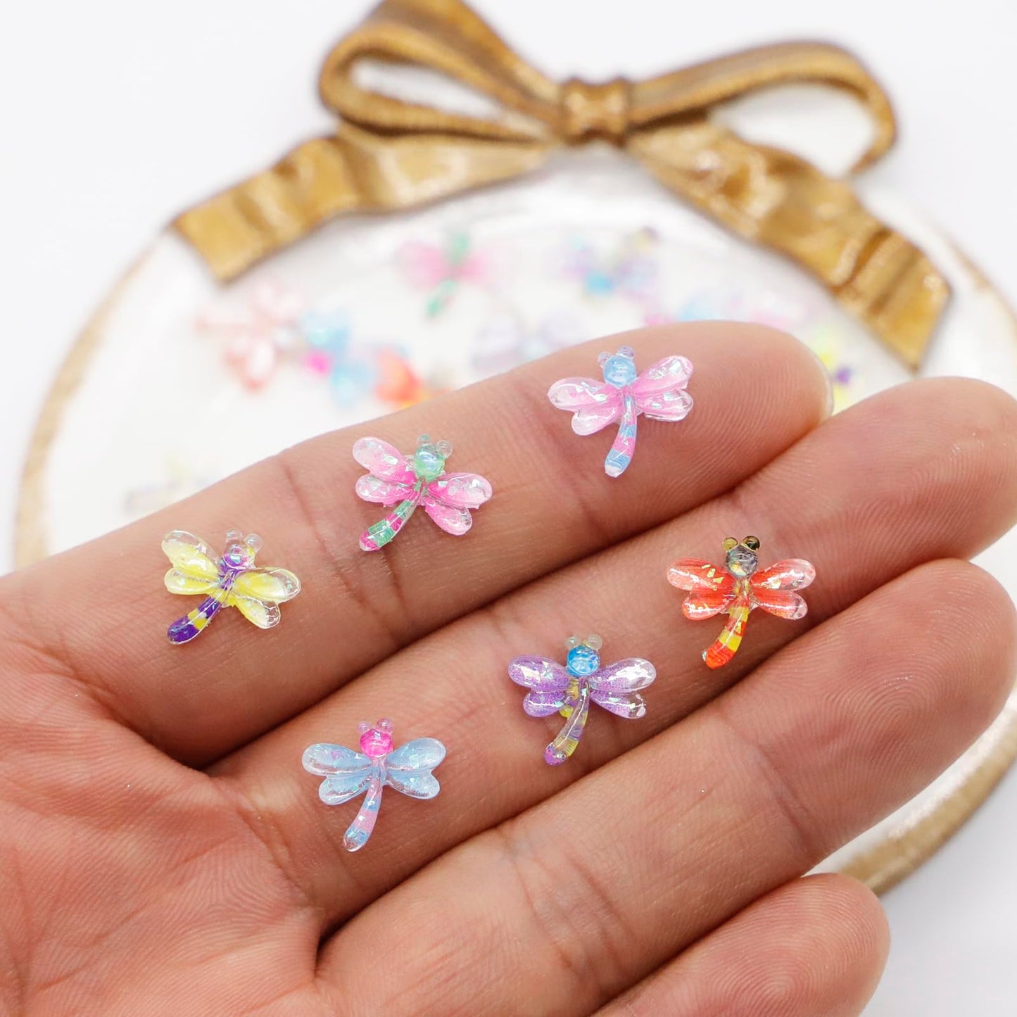 Micro Resin Dragonflies, Dollhouse Miniature Tiny Colorful Butterflies, Terrarium Fairy Garden Cartoon Dragonfly, Mini Micro Lan
