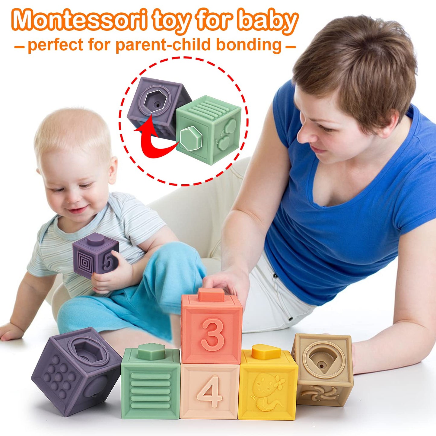 Montessori Baby Toys 6-12-18 Months, Infant Pull String Stacking Cups Shape Sorter Blocks Toy 6 7 8 9 10 11 12 M+ Sensory Development Learning Toy 6-9 9-12 Months Birthday Gift For 1 Year Old Boy Girl