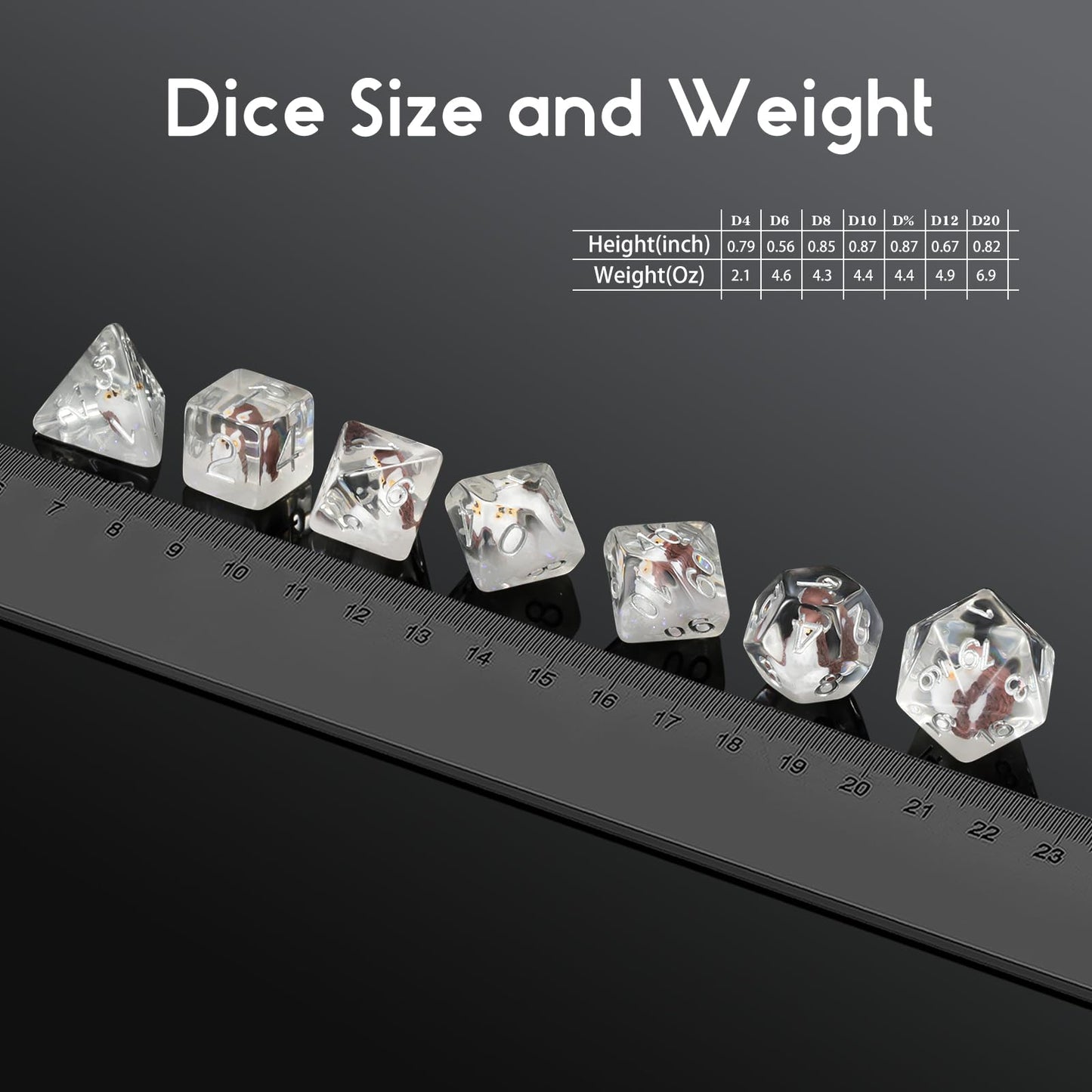 Owl DND Dice, DNDND 7PCS Resin D&D Dice with Velvet Bag for Dungeons and Dragons Role Playing Games and Tabletop Games(Owl