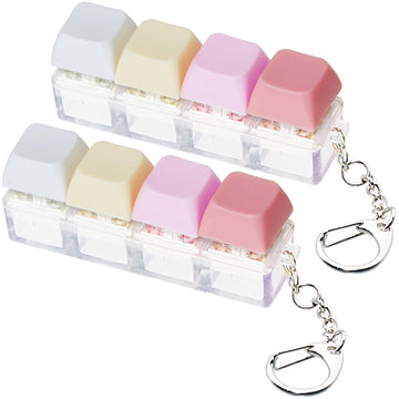 2 PCS Keyboard Fidget Toy, Keyboard Fidget Keychain 4-in-1 Keyboard Decompression Button Finger Clicker Toys, Button Stress Reli