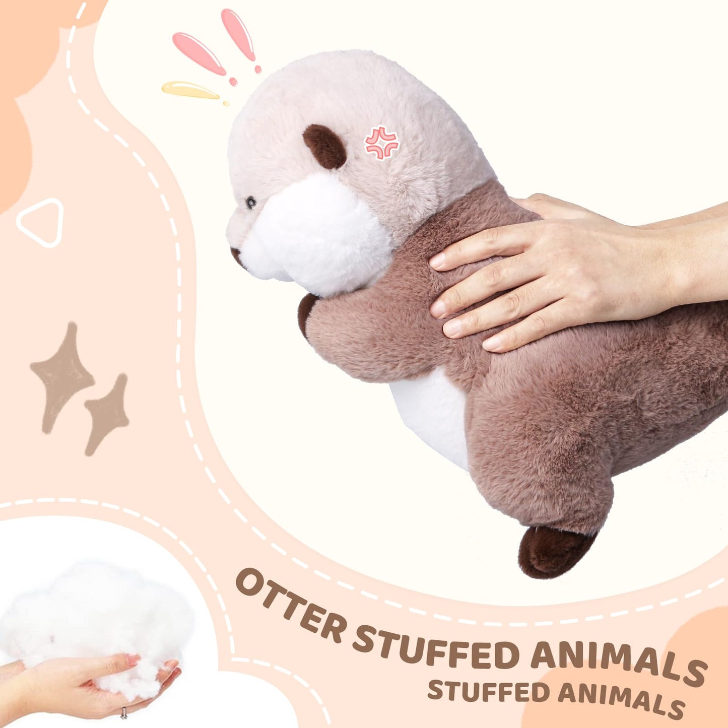 Riuhot Otter Stuffed Animals Cute Otter Plush Soft Sea Otter Plushie Toy Christmas Birthday Party Gift For Kids Children Girls B