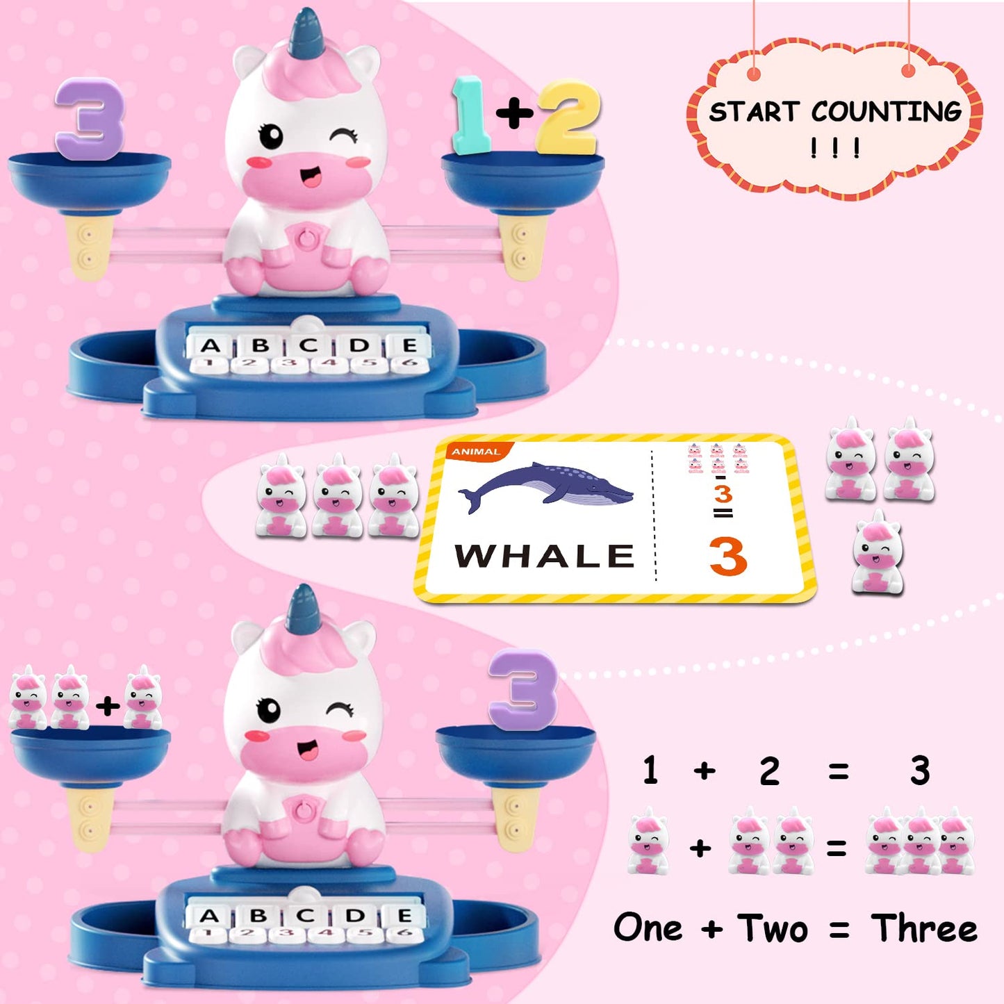 Kaodezhu Unicorn Math Balance Toy For Boys And Girls - Montessori Matching Letter Toy For Kids 3 Year Olds, Educational Kinderga