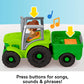 Fisher-Price Little People Toddler Toy Push & Play Tractor Push-Along Musical Farm Vehicle With 2 Figures For Pretend Play Kids