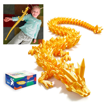 Rwsefk 30 In 3D Printed Dragon, 30Inch Dragon,3D Dragon Toy,Large Dragon Present,Ariculated Crystal Dragon(Gold)