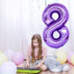 8Th Birthday Number Balloons For Kids, Self Inflating 40 Inch Purple Foil 8 Balllon, Large Number 8 Balloons For Girls 8 Years O