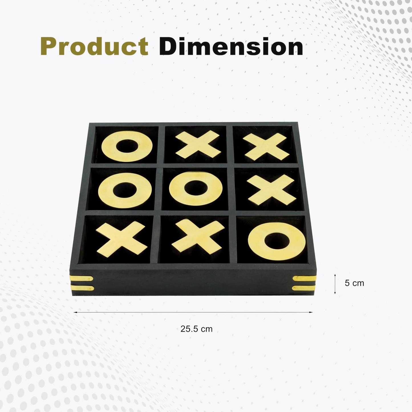 10' Large Elegant Premium Black Tic Tac Toe Board Game | Wooden Puzzle Game | Coffee Table Wooden Decor & Games | Lightweight Gold Plated Pieces