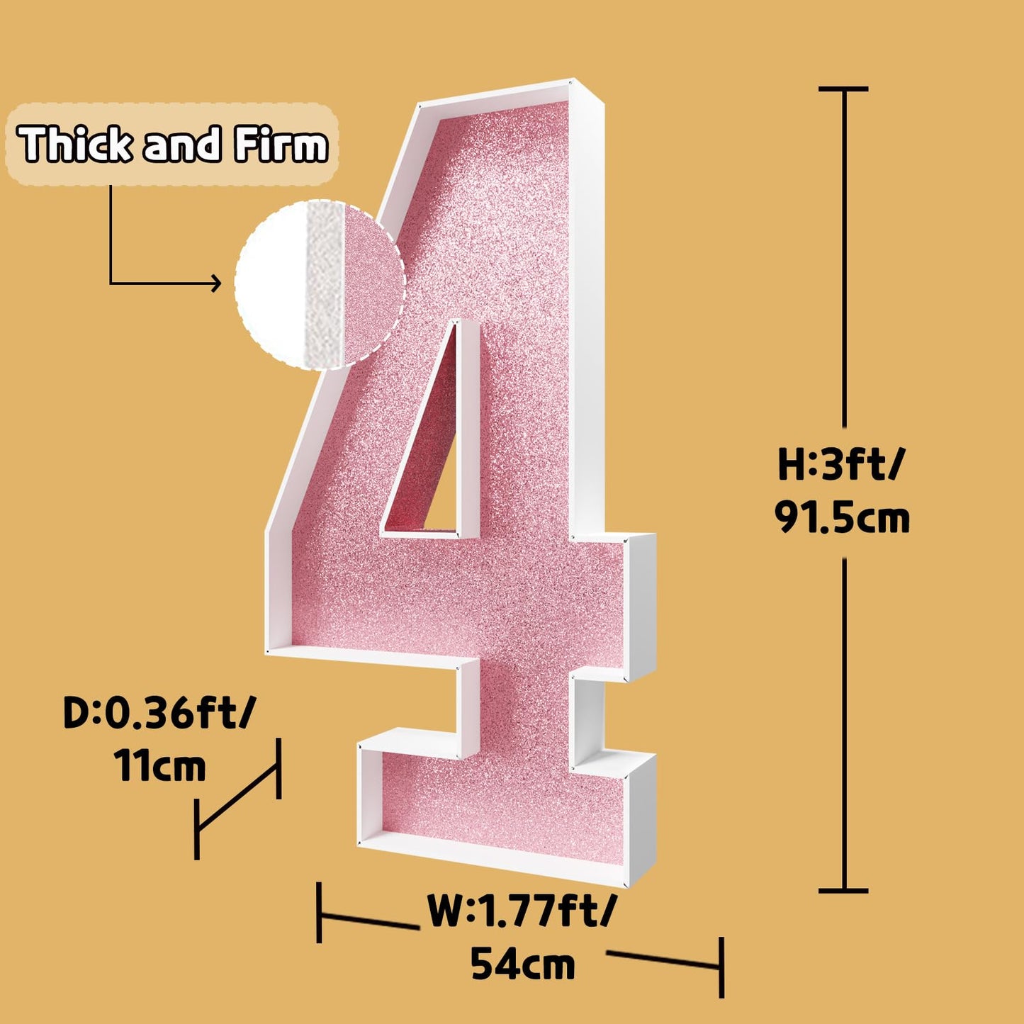 Imprsv 3Ft Rose-Gold 40Th-Birthday Decorations Numbers: 40Th Birthday Party Anniversary Decorations Large Light Up Numbers 40 Fo