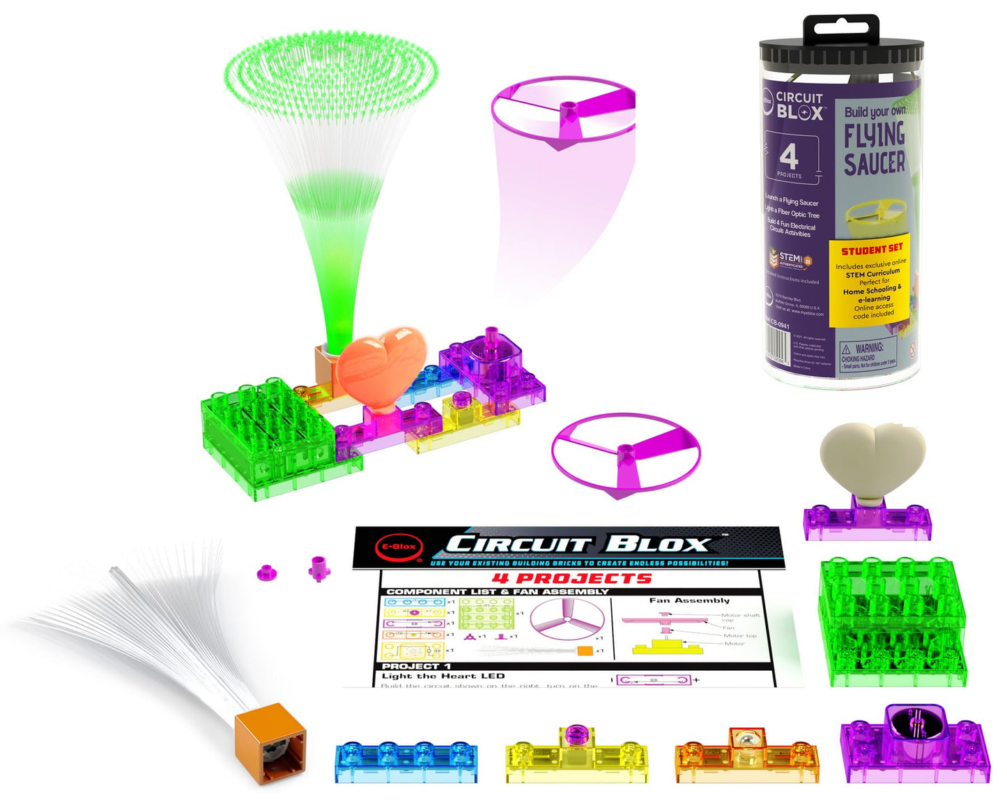 Circuit Blox™ 4 Project Student Set - E-Blox® Circuit Board Building Blocks Educational Sets