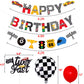 Race Car Two Fast Birthday Party Decorations, Birthday Banner And 2Nd Cake Topper Racing Chequered Flag Balloons Let'S Go Racing Theme Party Supplies