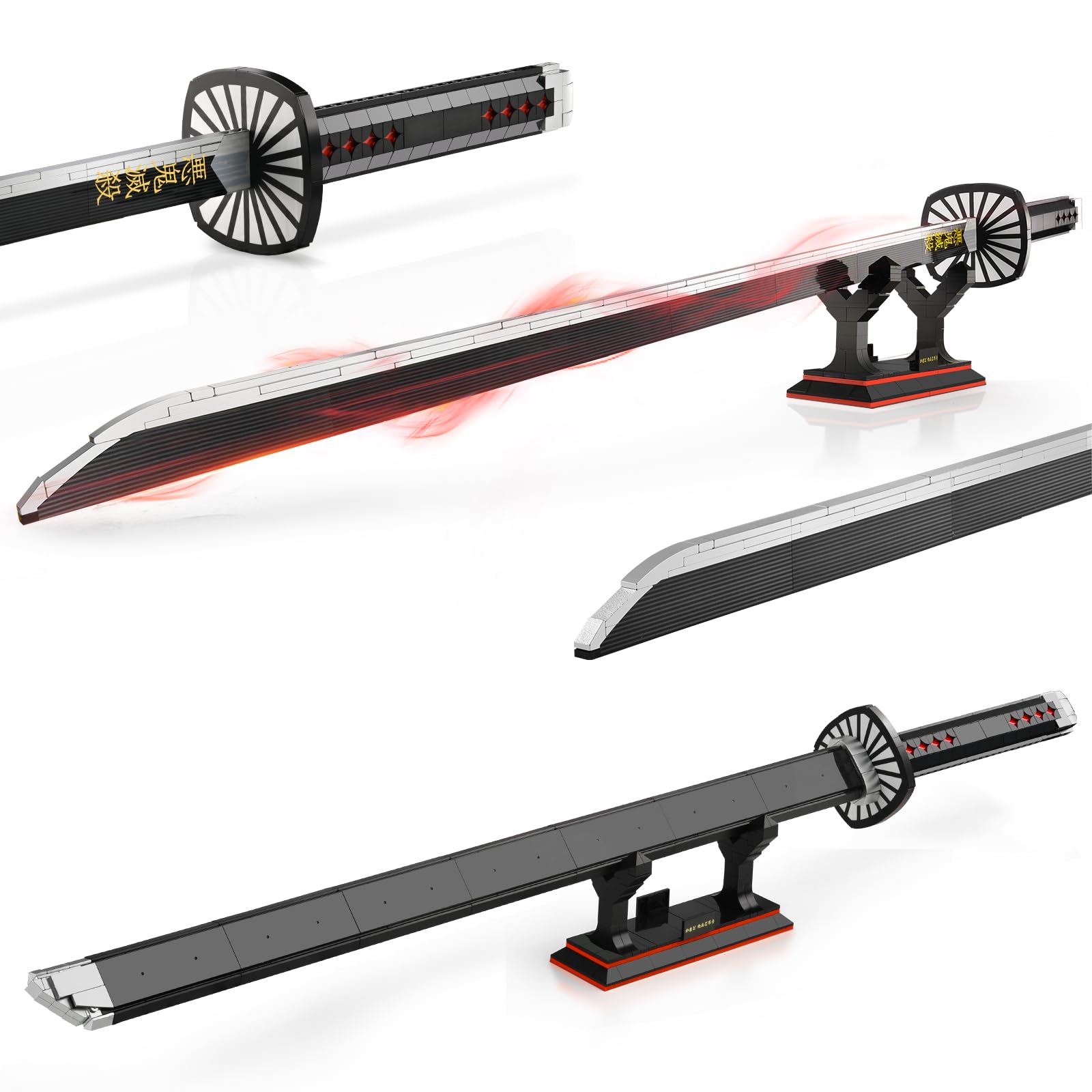 SATHIBI Demon decorative replica blade Building Set for mature-themeds 40in Tanjiro decorative replica blade with Scabbard and Stand  Katana Model Building Set Toy Anime Gift for Teen 14+(759 PCS)