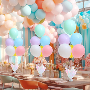 4 Set Pastel Birthday Decorations Rainbow Party Table Balloons Centerpiece Stand Kit With Pastel Multicolor Macaron Balloons For Girls Baby Shower Birthday Party Wedding Prom Table Decorations