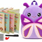 Luxiva Butterfly Plush Backpack With Magic Practice Copybook Set For Kids (25 Years) | Reusable Writing Workbook With Pen & Ref