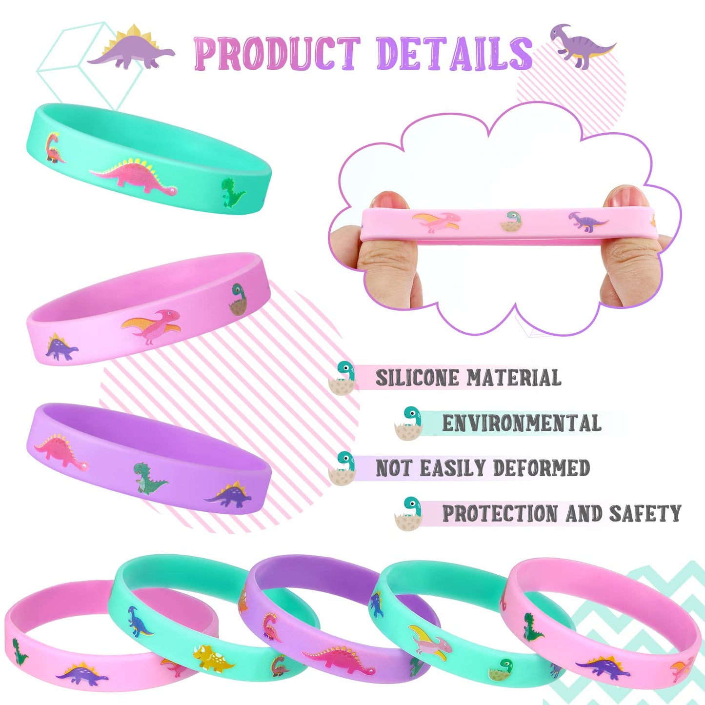 30 Pack Dinosaur Party Favors Dinosaurs Silicone Wristbands Dinosaurs Bracelets Girl Dinosaur Birthday Party Supplies Gifts Bag