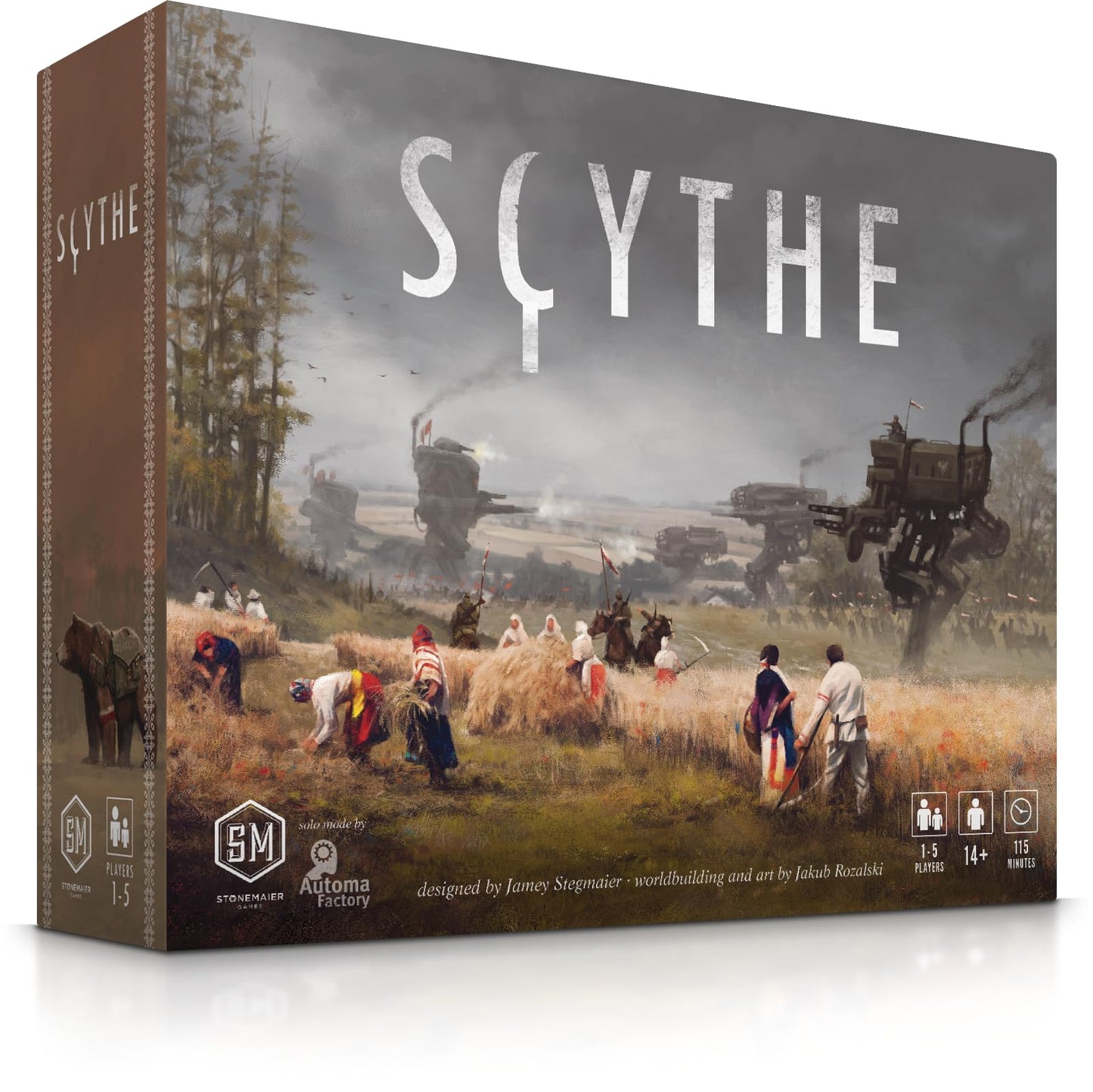 Stonemaier Games Scythe Board Game - Engine-Building Strategy, 1-5 Players, 115 Mins, Ages 14+, Multi-colored, Model STM600