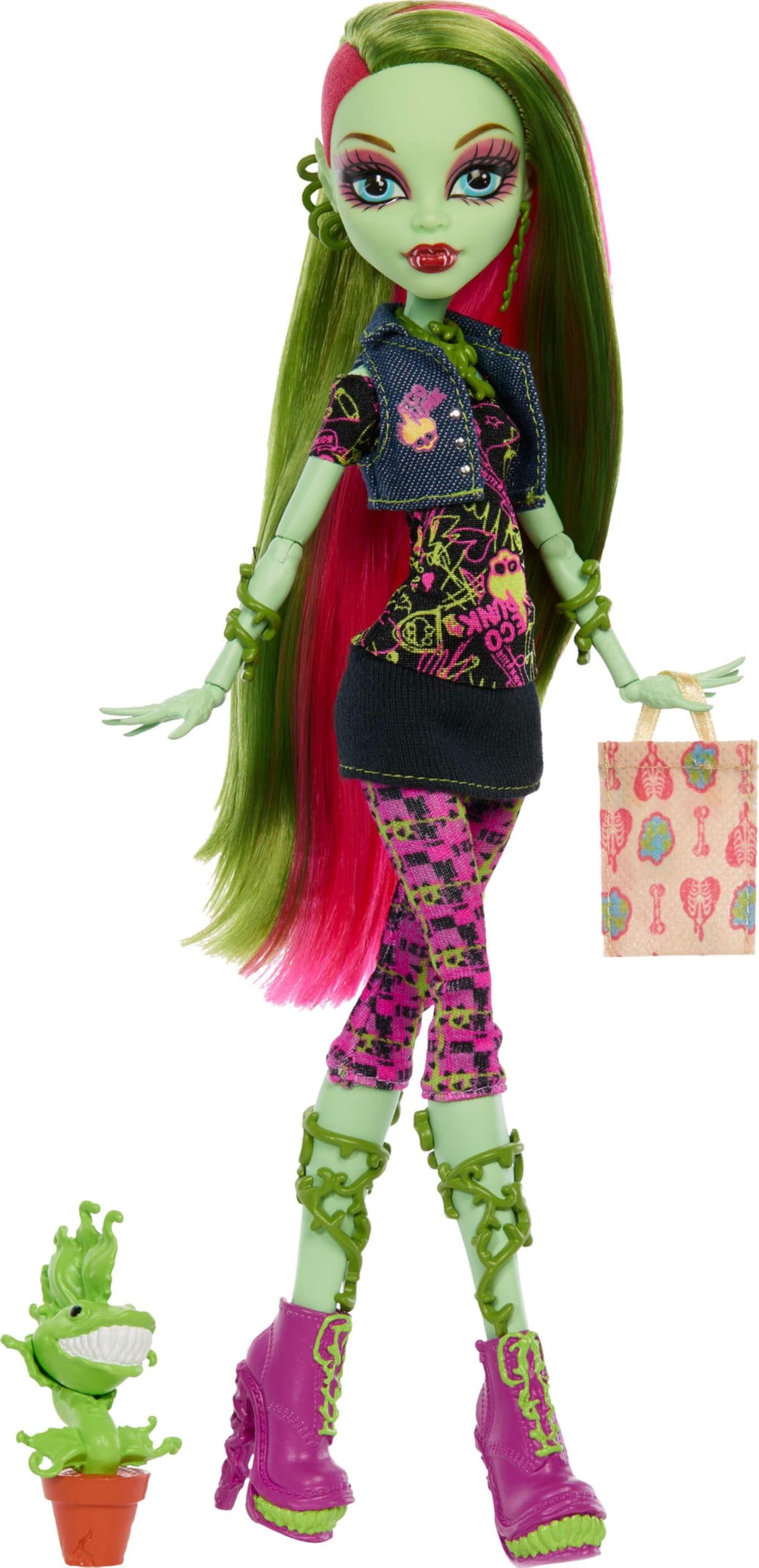 Monster High Booriginal Creeproduction Doll, Venus McFlytrap Collectible Reproduction with Doll Stand, Diary, and Pet Chewlian