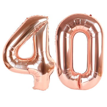 40 Balloon Number, Rose Gold Number 40Th Birthday Balloons 40 Inch, 40 Years Old Rose Gold Birthday Decorations For Men Women, 4