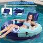 Inflatable River Tube Float  53Pool Float mature-themed  River Tubes for Floating Heavy Duty with Mesh Bottom  Water Tubes for Beach Lake Rafting  Comfortable Backrest & Cup Holders 450 lbs Weight Capacity