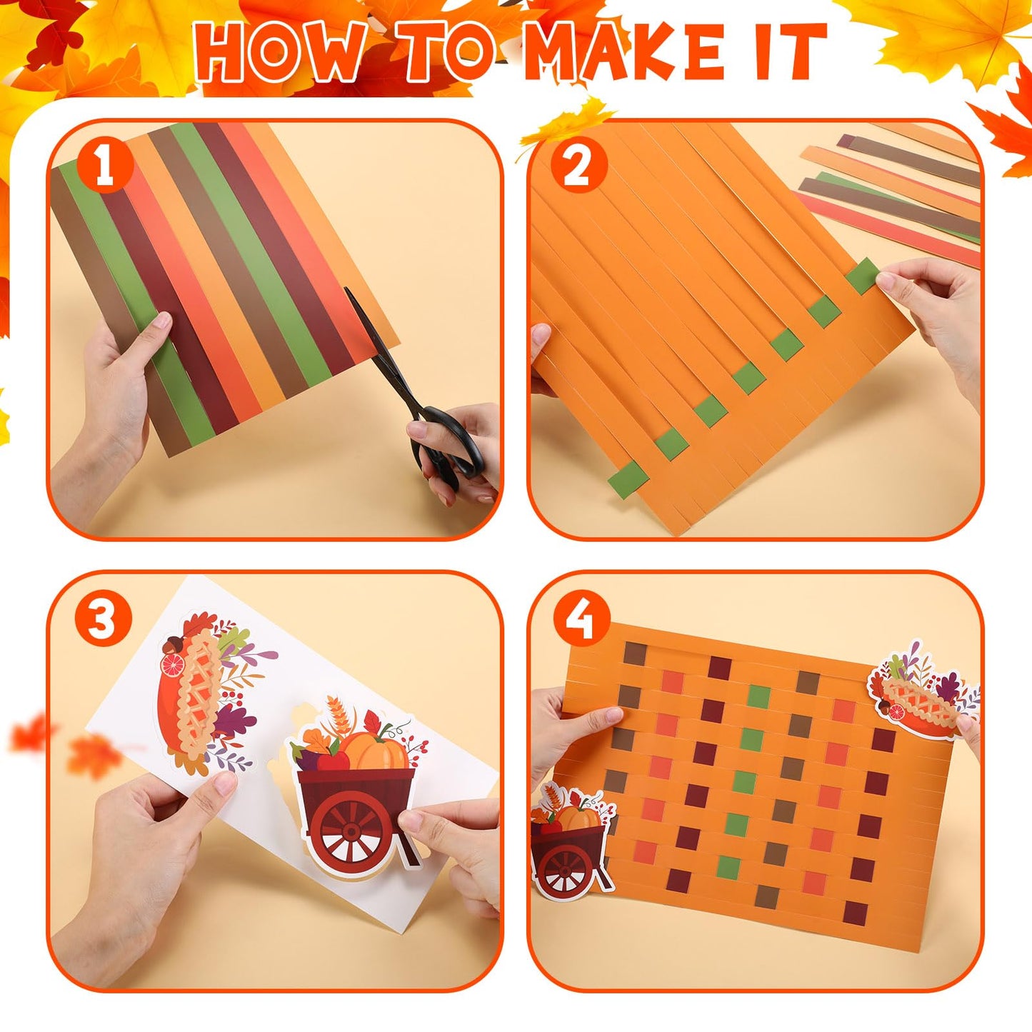 24 Sets Thanksgiving Crafts for Kids DIY Fall Pumpkin Placemat Turkey Maple Leaves Stickers Autumn Ornaments Paper Table Mats fo