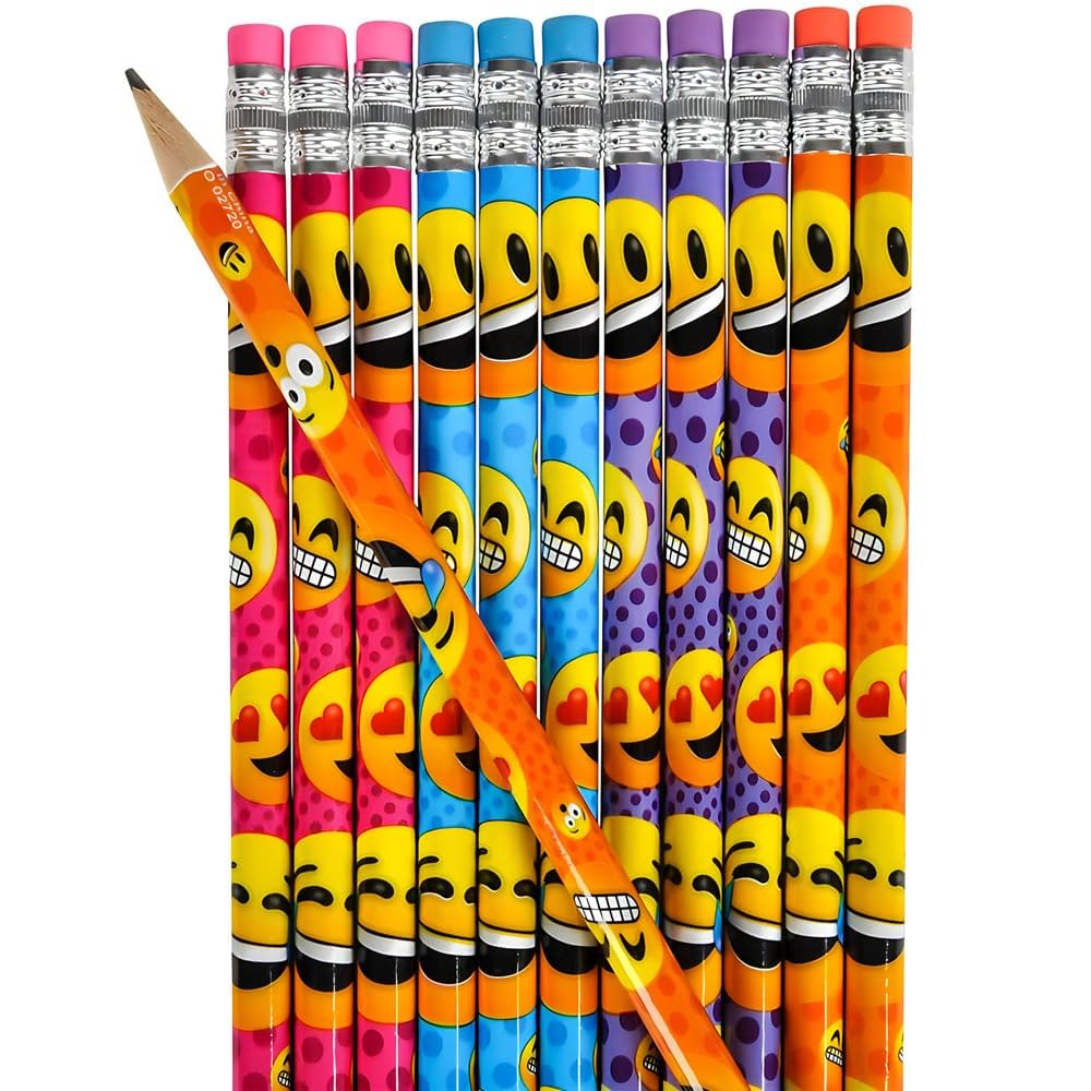 Rhode Island Novelty Emoticon Pencils | Multicolor | 7.5 | 12 pcs per pk