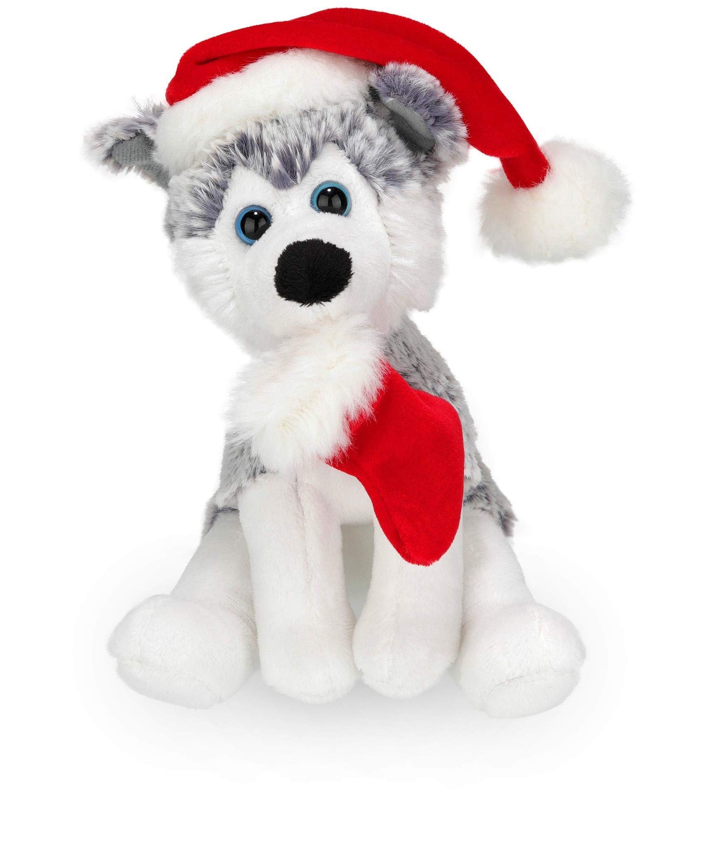 Plushland Xmas Pawpal with Santa Hat Stuffed Animals Plush Puppet Dog 8 Inches for Kids - A Perfect Christmas Day Gift on This Holiday for Babies (New Christmas Dog Assortment)