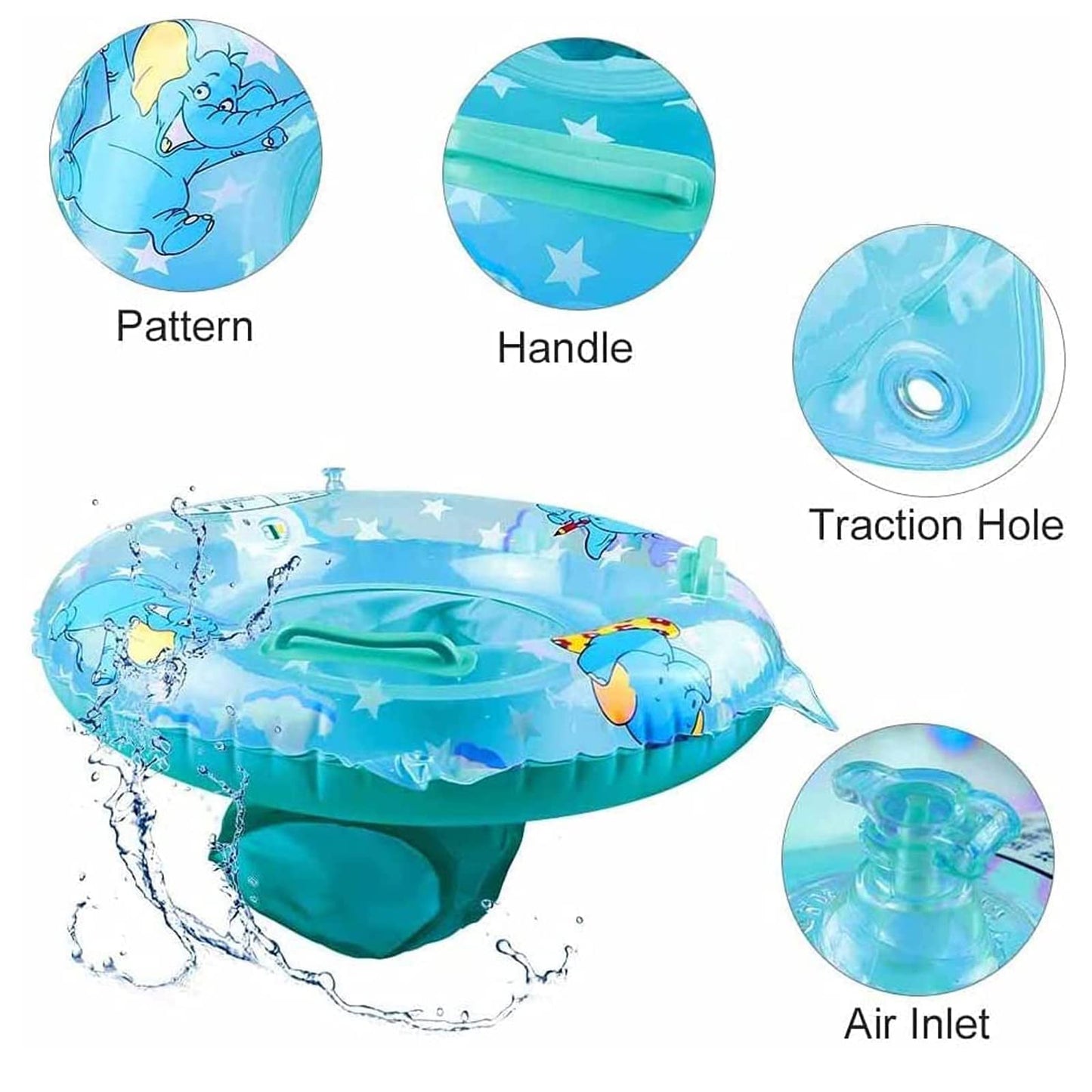 Baby Swimming Float,Inflatable Swimming Ring With Float Seat For 3-48Months Children,Baby Swimming Ring With Safety Handles,Bath