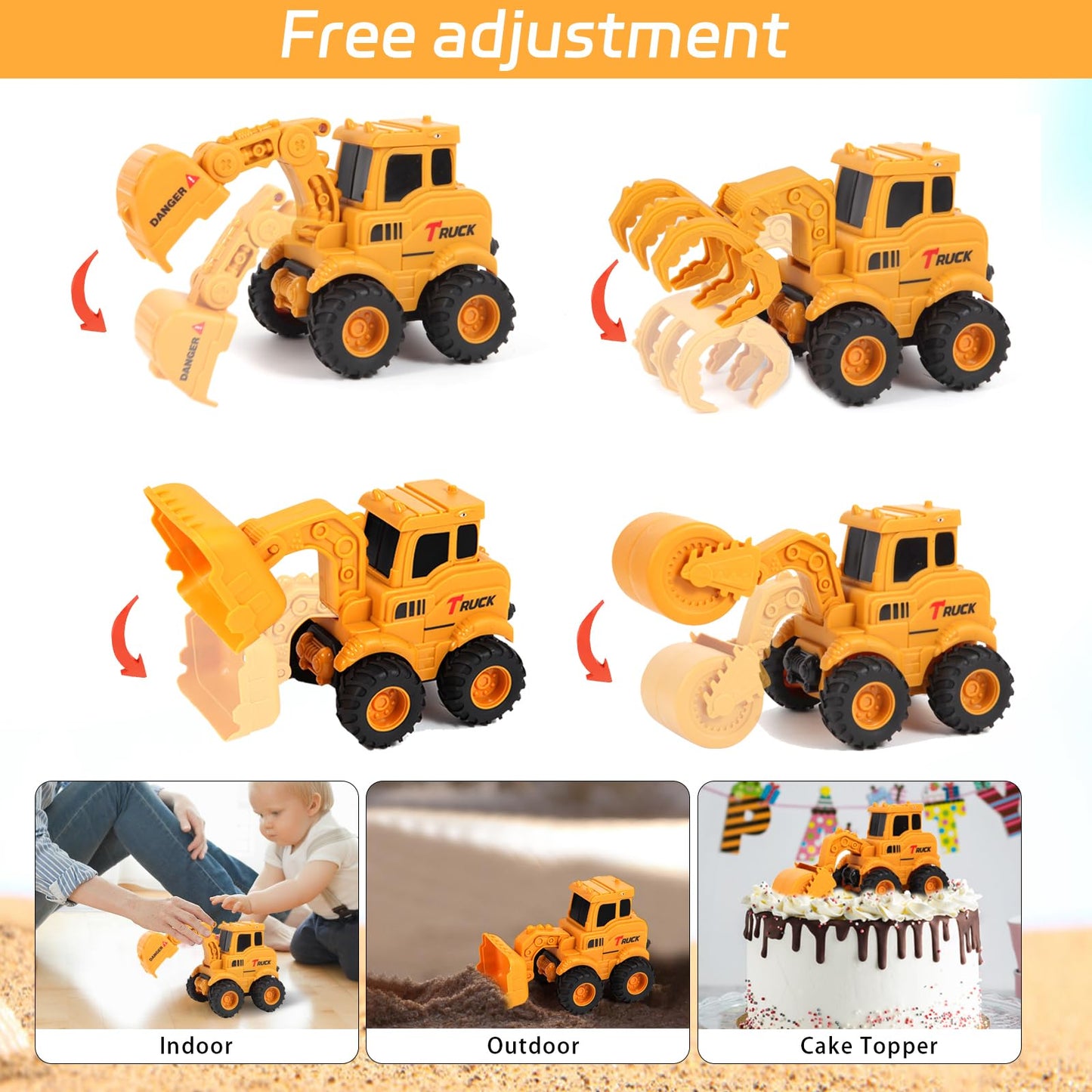 Olbyefly Construction Toys for 2 3 4 5 6 + Year Old Boys Kids Toddlers Girls, Sandbox Excavator Toy Trucks Construction Truck To