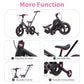 EOOWOY Balance Bike with Push Handle for Kids 1-3 Years, 6 in 1 Foldable Push Bike with Training Wheels & Pedals, Balance Bike f