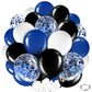 60 Pcs Balloons Kit 12 Inch Confetti Balloons With 2 Rolls Ribbon Latex Balloon Party Favor Metallic Balloons For Memorial Day, Birthdays, Fourth Of July, Halloween Decorations(Black, Blue, White)