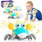 Crawling Crab Baby Toy - Infant Tummy Time Crab 3 4 5 6 7 8 9 10 11 12 Crab Toys For Babies Boy 3-6 6-12 Learning Crawl 9-12 12-18 36 Months Walking Toddler Development Birthday Gifts With Dancing