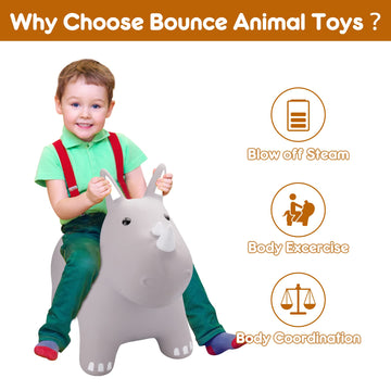 Playzap Bouncy Horse Hopper, Bouncy Animals Hopper For Toddlers, Inflatable Jumping Ride On Bouncer, Kids Hopping Toys For 18M 2 3 Years Old Kids Boys Girls Gifts