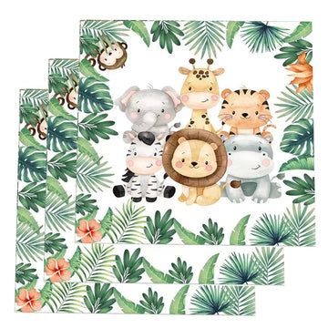 50 Pcs Jungle Safari Animal Napkins Party Disposable Dinner Napkins Animal Paper Napkins Safari Napkins Jungle Themed Party Napk