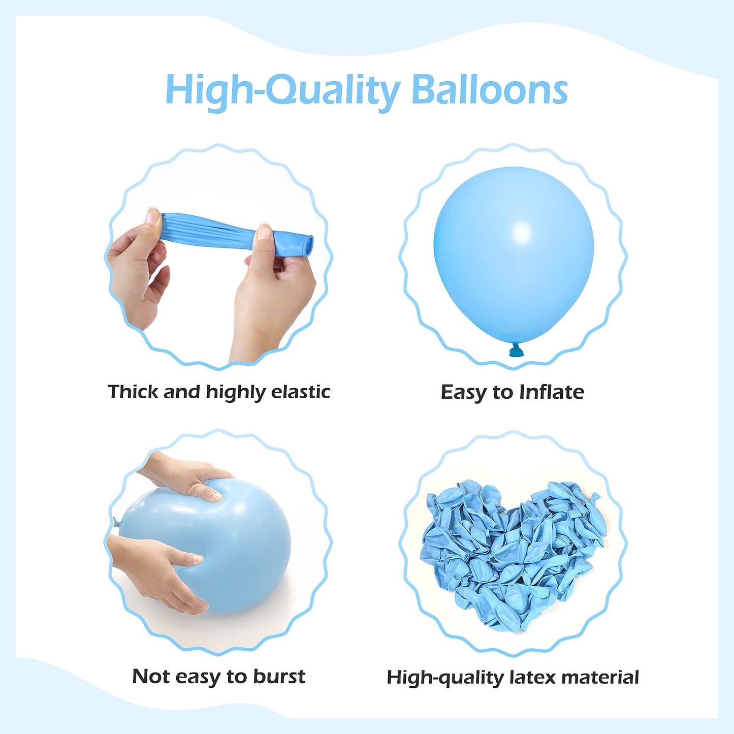 Fotiomrg 110Pcs Light Blue Balloon Garland Arch Kit, 18 12 10 5 Inch Light Blue Latex Balloons Different Sizes Pack For Birthday