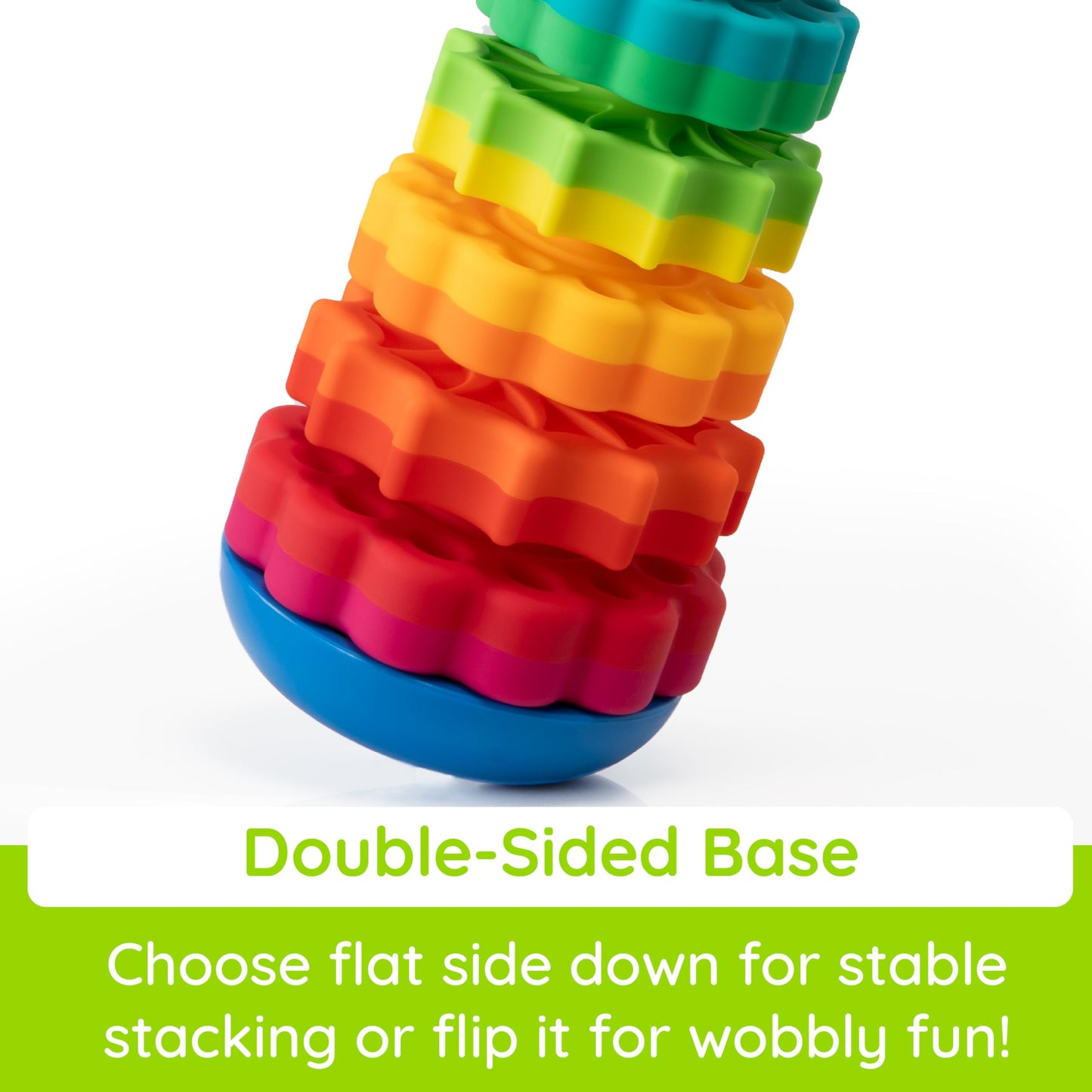 Fat Brain Toys SpinAgain - Multi Color Stacking & Spinning Toy for Toddlers, Model FA110-1, Made from Durable ABS Plastic