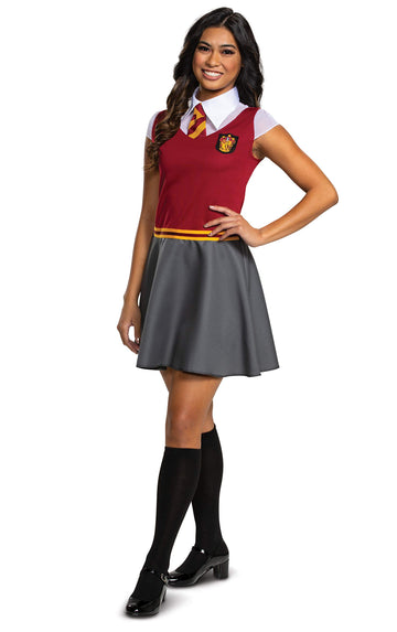 Disguise Gryffindor Dress Skirt, Official Wizarding World Costume Dress With Collar And Tie, Teen Size Size Junior (7-9), Red & Gray