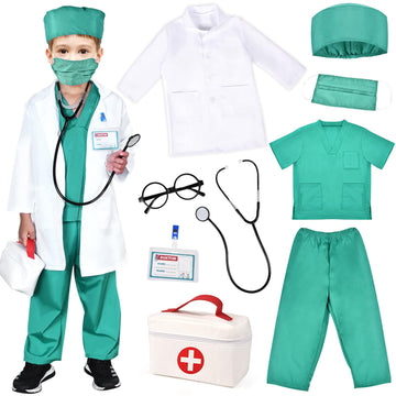 Toylink Kids Doctor Costume Pretend Play Kit With Lab Coat Carrying Bag Accessories Halloween Doctor Dress Up For Boys Girls