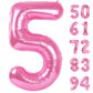 Pink 5 Balloon, Number Balloons 40 Inch, 5Th Birthday Balloon Decorations, Pink Party Supplies, 5 Number Balloons, Number 5 Ball