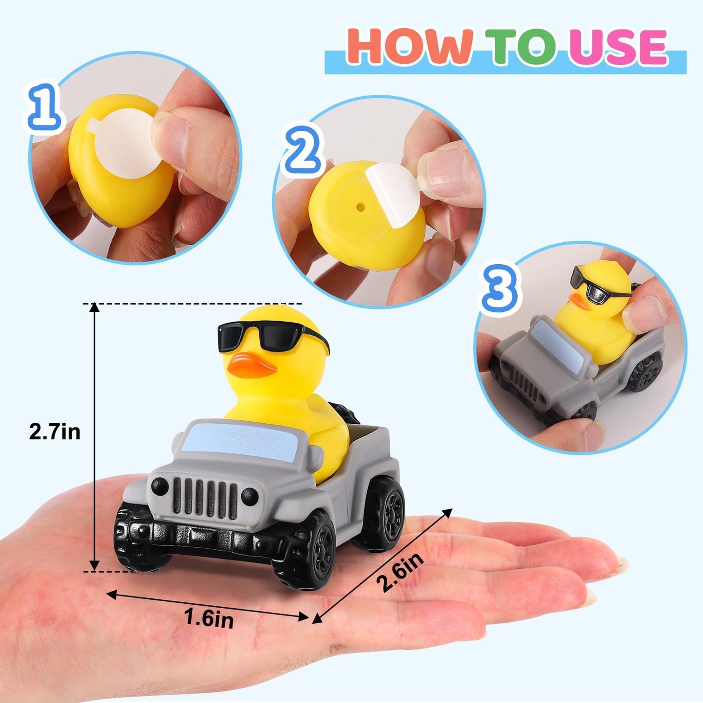 60 Pcs Jeep Ducks Rubber Ducks  2.8 Inch Jeep Ducks for Ducking  30 Rubber Ducks Assortment with 30 Jeeps  Ducks for Jeeps Collection  Valentines Day Birthdays Gifts Party Favors  Baby Bath Toy