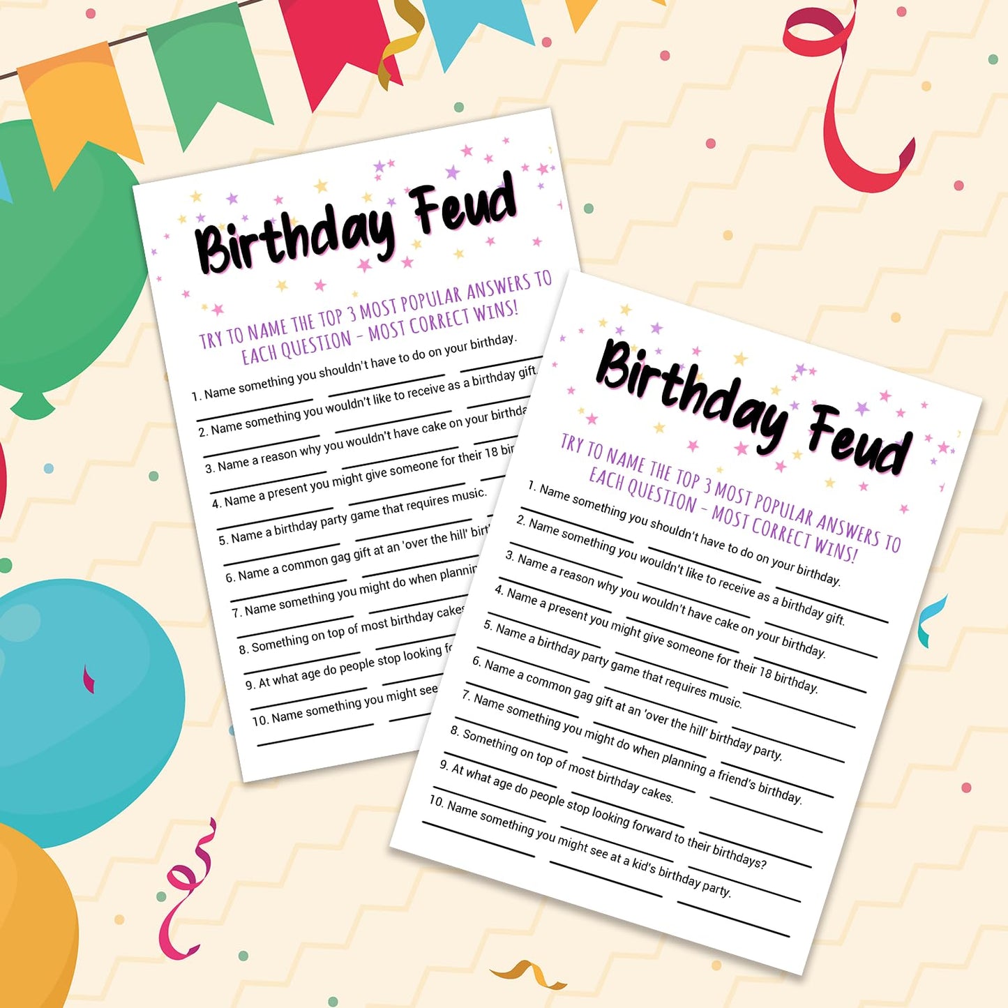 mature-themed Birthday Party Game  Birthday Feud Birthday Game Cards  mature-themed Birthday Party Game  Fun Novelty Cards for Birthday  Birthday Party Supplies Game Idea  5 * 7 inches