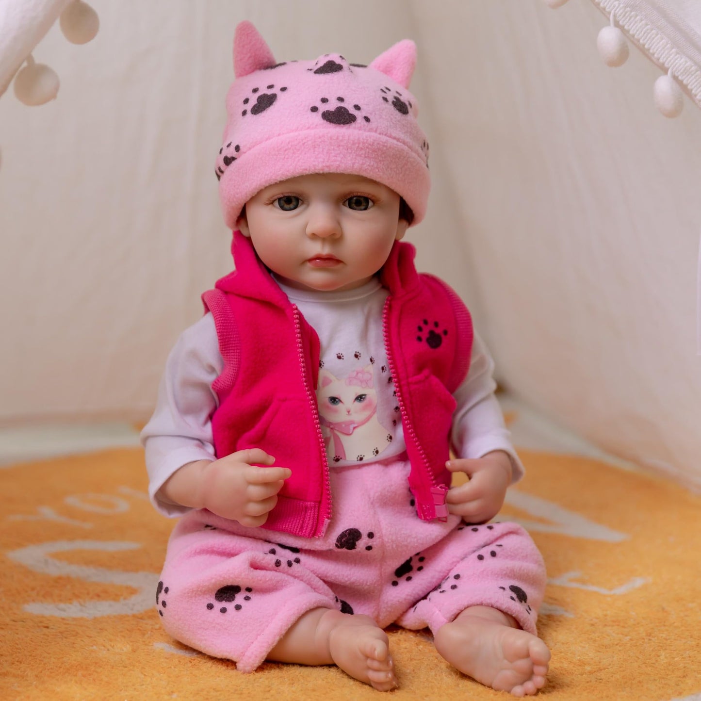 Fancci Realistic Reborn Baby Dolls,18 Inch Lifelike Newborn Baby Doll Real Life Baby Dolls Soft Weighted Reborn Doll Christmas O