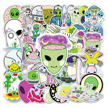 Alien Stickers, Cool Ufo Stickers For Teens,Vinyl Waterproof Stickers, Laptop Skateboard Computer Stickers For Kids, Teens, Adul