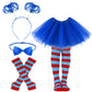 Jchrmers World Book Day Thing Costume Set Include Tutu Skirt Ponytail Headband Bowtie Striped Knee Socks And Gloves(Style1)