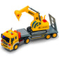 TOYTHRILL Tow Truck with Excavator Toy for Boys 2+ Year Old, Construction Truck Toy with Excavator, Semi Truck with Lights and S