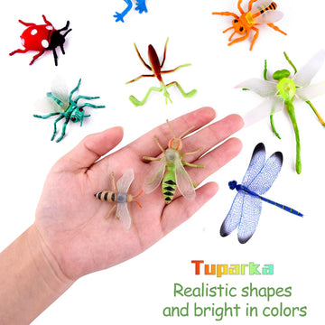 Tuparka 49 Pcs Plastic Insect Figure Toys Assorted,Lifelike Insects Model Gag Toys For Children Favors School Educational, Party
