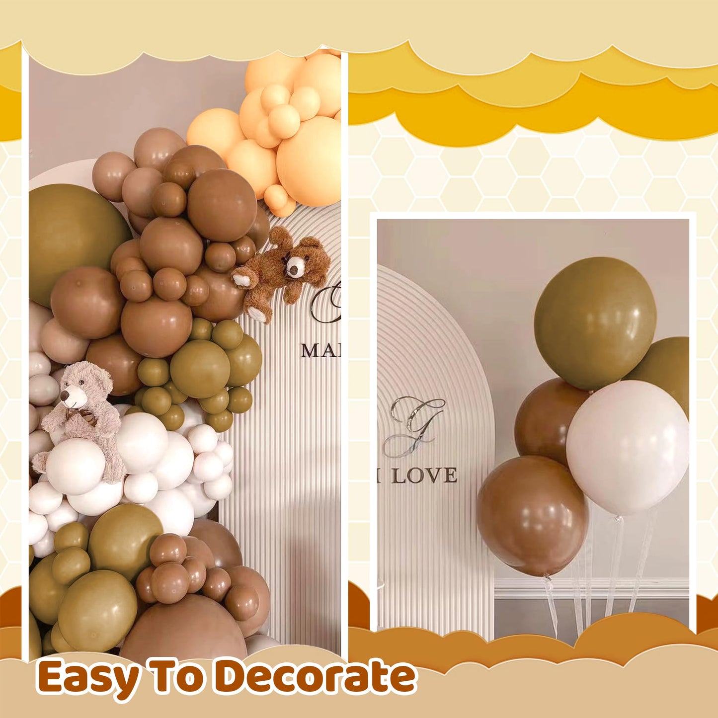 Bhucutu 156 Pieces Brown Balloons Arch Kit, Caramel Brown Balloon Garland For Baby Shower, Birthday, Bachelor Party Decorations