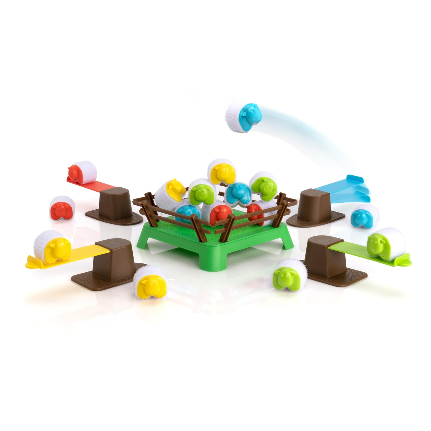Fat Brain Toys Heap-O-Sheep Game  Family Board Games for Kids and mature-themeds  Game of Catapulting Sheep  6 to mature-themed  2 to 4 Players